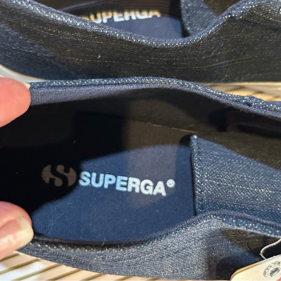 NEW Superga Denim Shiny Sneaker 2750 Women’s Size 8 1/2 Blue NWT - Picture 4 of 9